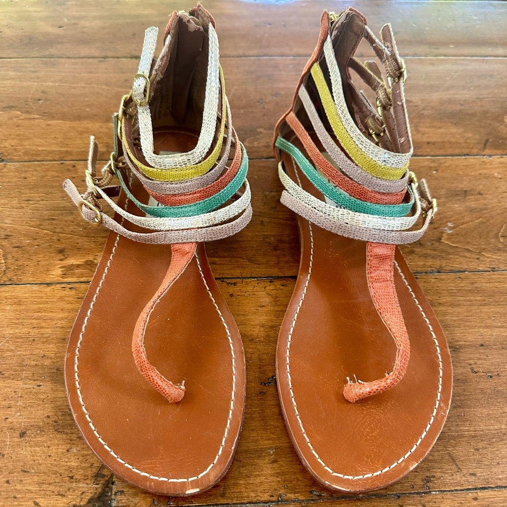 Steve Madden Pink and Green Gladiator Sandals